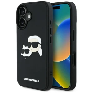 Karl Lagerfeld HC 3D Rubber Double Heads iPhone 16 Case - Blackeng