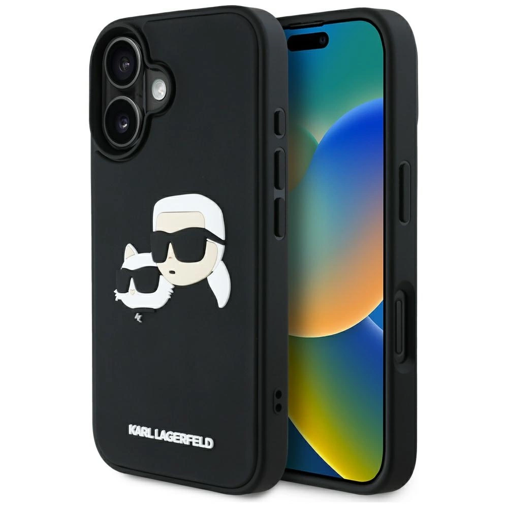 Karl Lagerfeld HC 3D Rubber Double Heads iPhone 16 Case - Blackeng