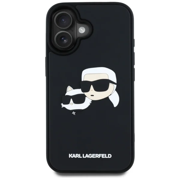 Karl Lagerfeld HC 3D Rubber Double Heads iPhone 16 Case - Blackeng