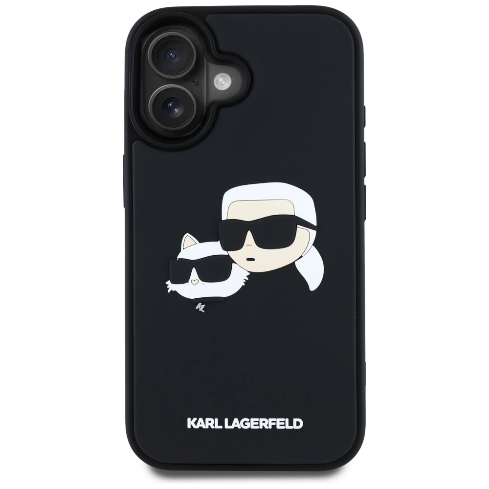 Karl Lagerfeld HC 3D Rubber Double Heads iPhone 16 Case - Blackeng