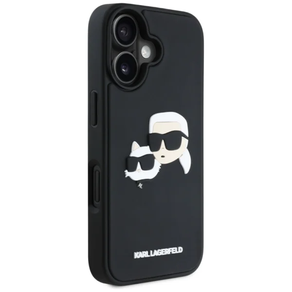 Karl Lagerfeld HC 3D Rubber Double Heads iPhone 16 Case - Blackeng