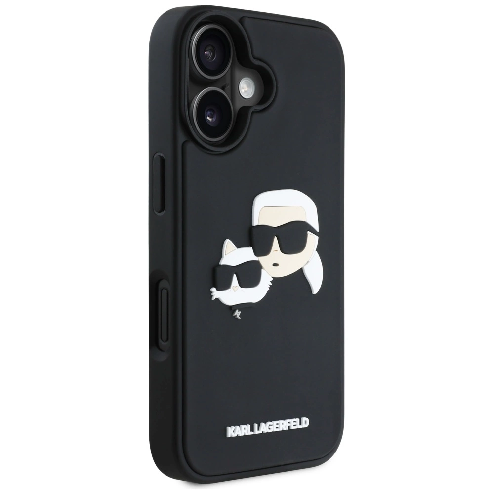 Karl Lagerfeld HC 3D Rubber Double Heads iPhone 16 Case - Blackeng