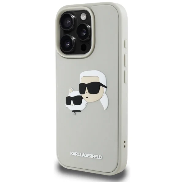 Karl Lagerfeld HC 3D Rubber Double Heads iPhone 16 Pro Case - Beigeeng
