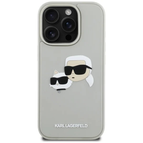 Karl Lagerfeld HC 3D Rubber Double Heads iPhone 16 Pro Case - Beigeeng