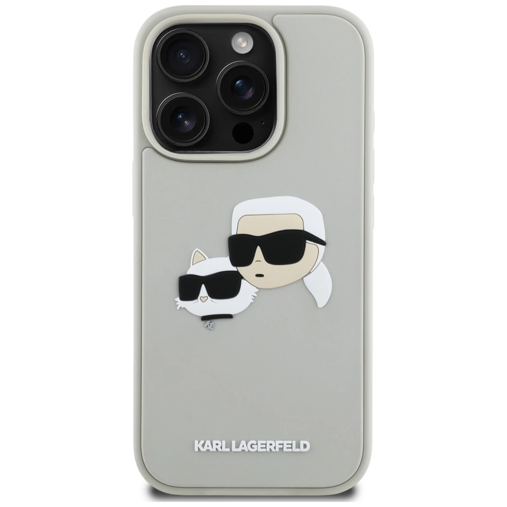 Karl Lagerfeld HC 3D Rubber Double Heads iPhone 16 Pro Case - Beigeeng