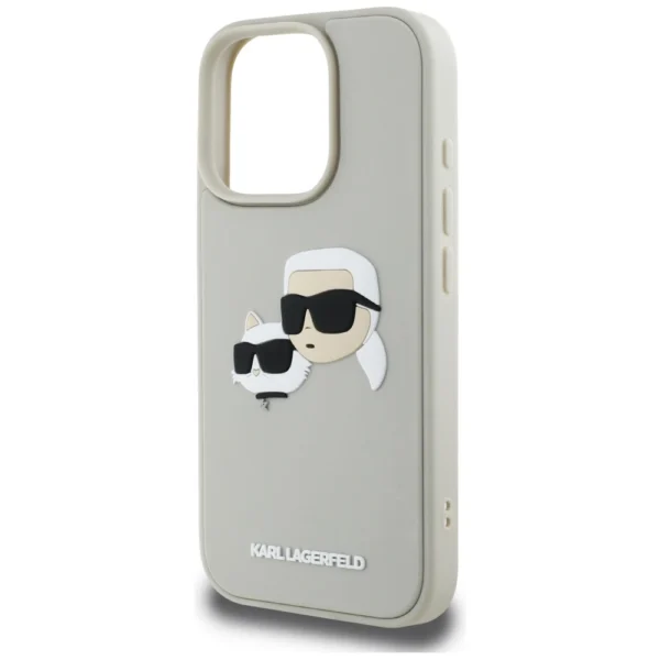 Karl Lagerfeld HC 3D Rubber Double Heads iPhone 16 Pro Case - Beigeeng