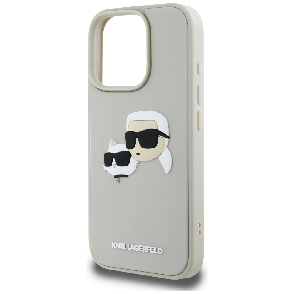 Karl Lagerfeld HC 3D Rubber Double Heads iPhone 16 Pro Case - Beigeeng
