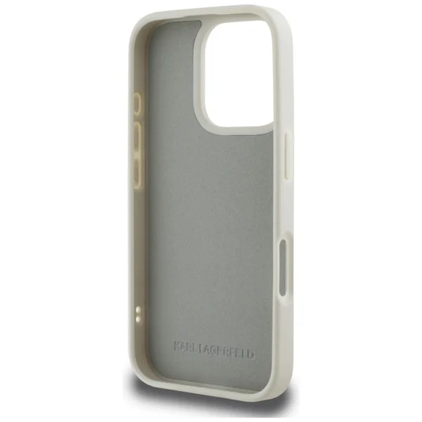 Karl Lagerfeld HC 3D Rubber Double Heads iPhone 16 Pro Case - Beigeeng