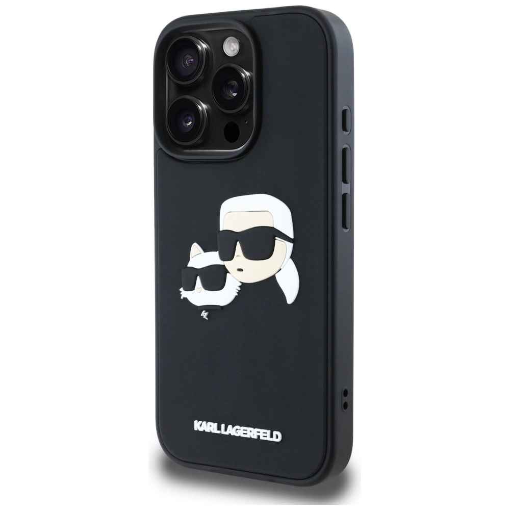 Karl Lagerfeld HC 3D Rubber Double Heads iPhone 16 Pro Case - Blackeng