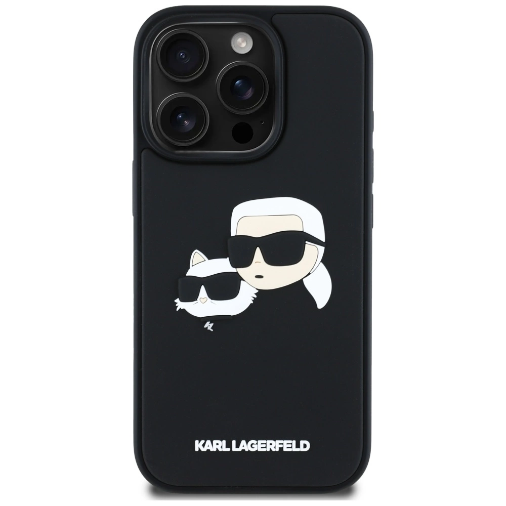 Karl Lagerfeld HC 3D Rubber Double Heads iPhone 16 Pro Case - Blackeng