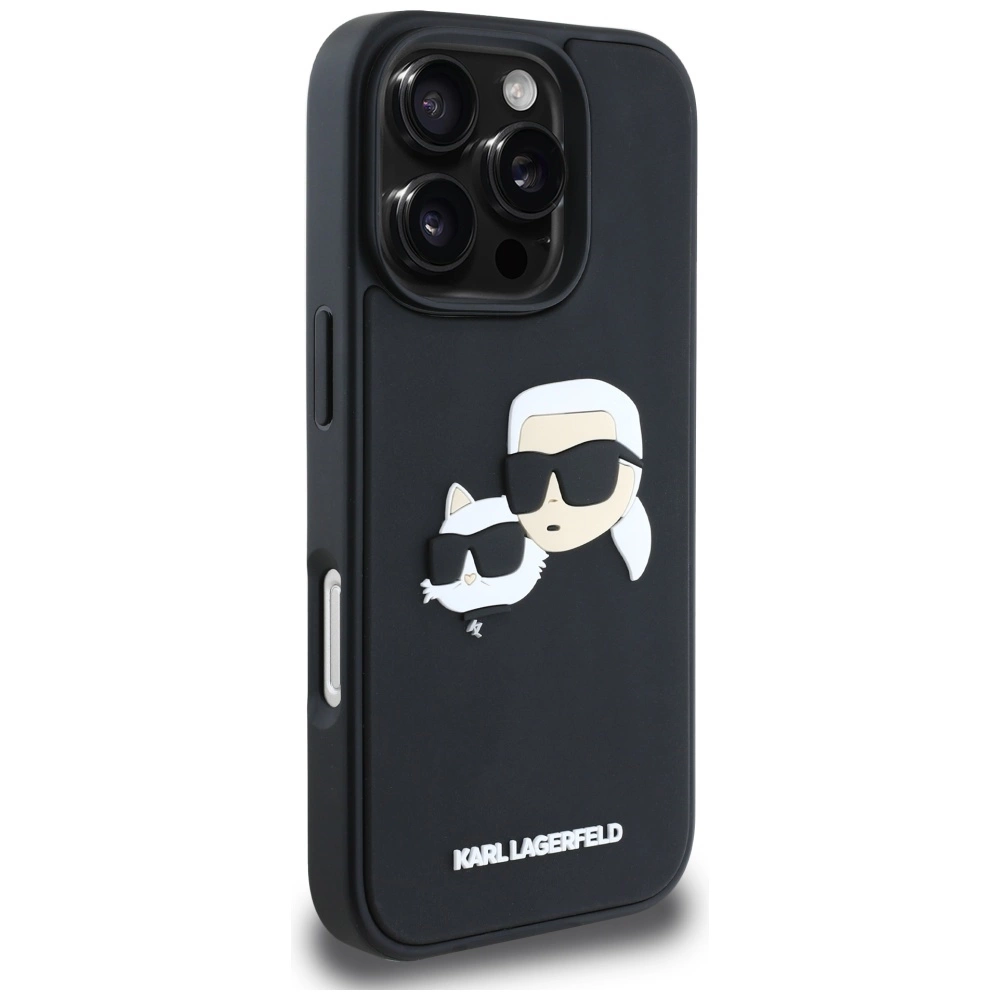 Karl Lagerfeld HC 3D Rubber Double Heads iPhone 16 Pro Case - Blackeng