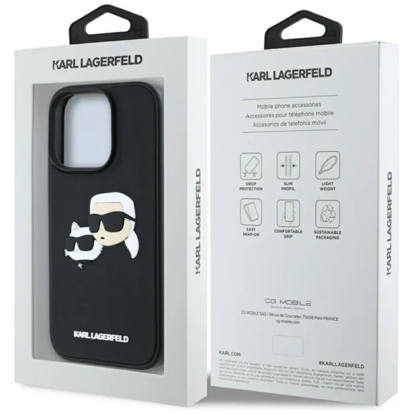 Karl Lagerfeld HC 3D Rubber Double Heads iPhone 16 Pro Case - Blackeng