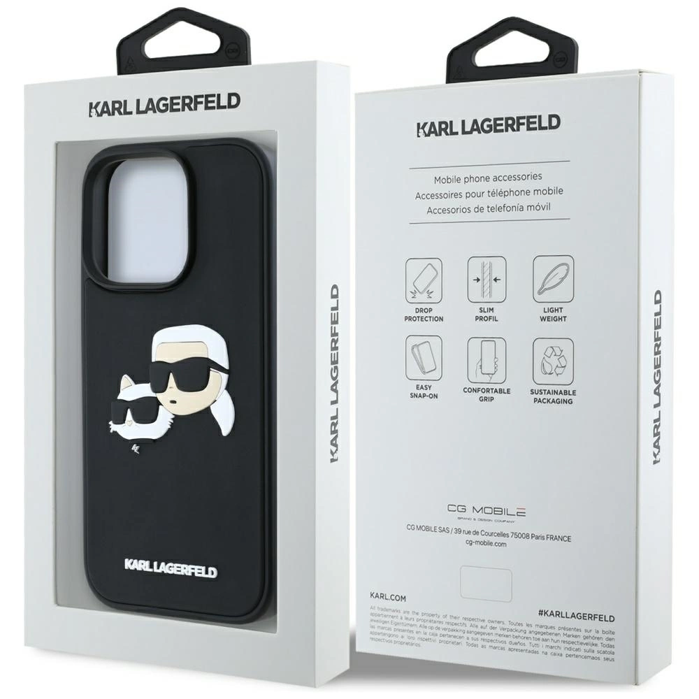 Karl Lagerfeld HC 3D Rubber Double Heads iPhone 16 Pro Case - Blackeng