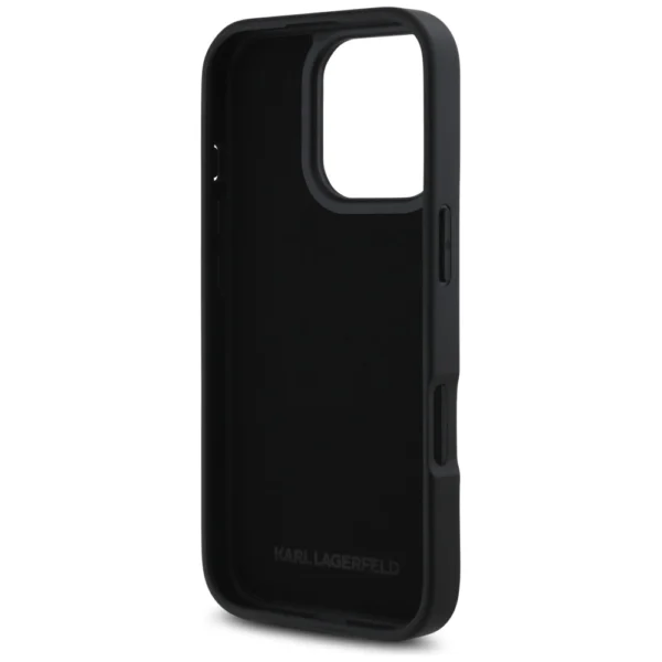Karl Lagerfeld HC Grained PU Cardslot Metal Signature iPhone 16 Pro Case - Blackeng