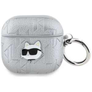 Karl Lagerfeld Monogram Choupette Head case for AirPods 4 - silvereng