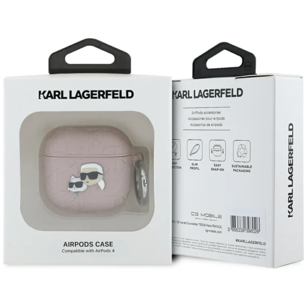 Karl Lagerfeld Monogram Karl & Choupette Head Case for AirPods 4 - Pinkeng