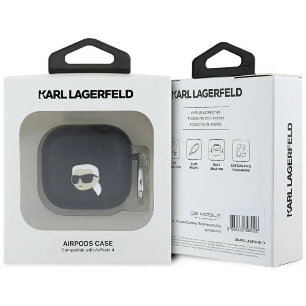 Karl Lagerfeld Monogram Karl Head Case for AirPods 4 - Blackeng