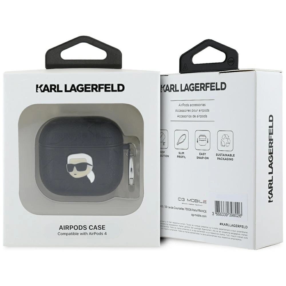 Karl Lagerfeld Monogram Karl Head Case for AirPods 4 - Blackeng