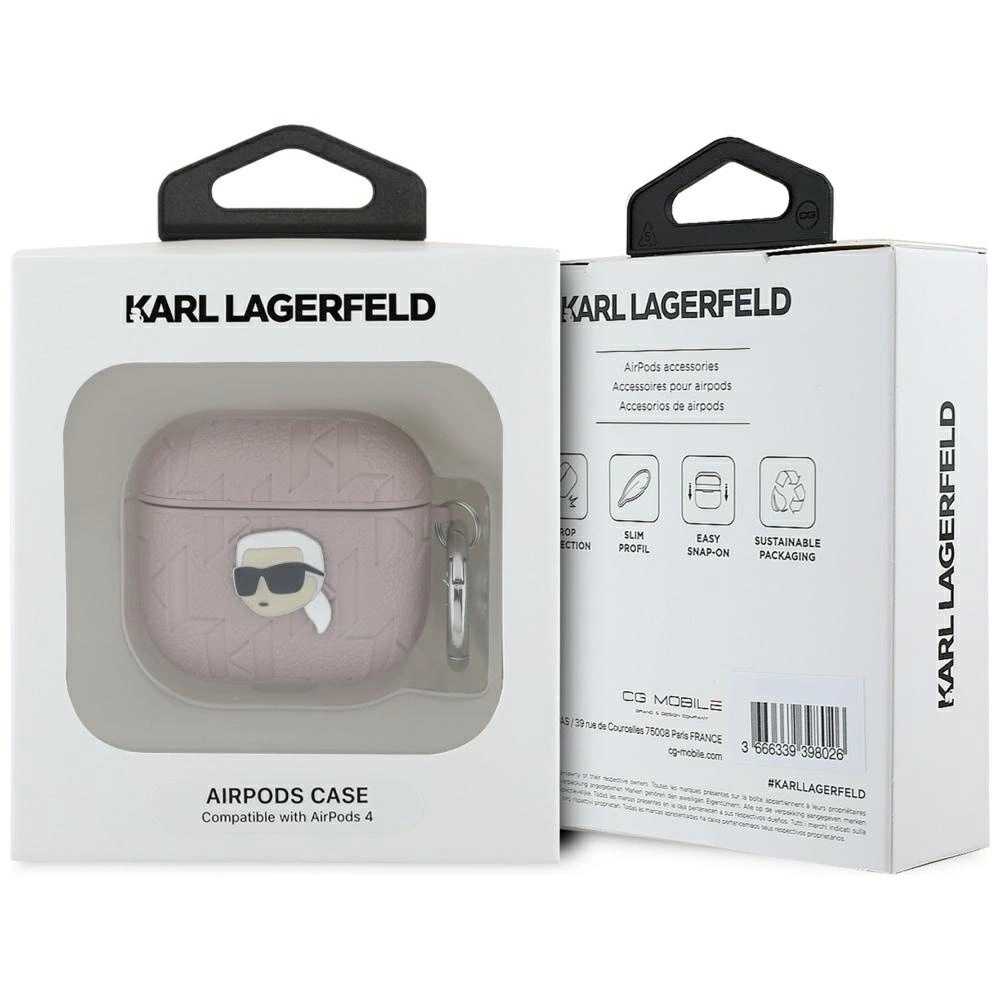 Karl Lagerfeld Monogram Karl Head Case for AirPods 4 - Pinkeng
