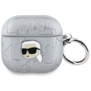 Karl Lagerfeld Monogram Karl Head case for AirPods 4 - silvereng