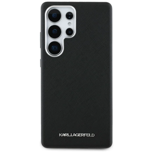 Karl Lagerfeld Saffiano Full Wrapped Elongated Metal Logo MagSafe Case for Samsung Galaxy S25 Ultra - Blackeng