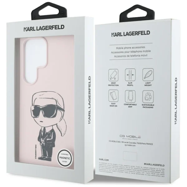 Karl Lagerfeld Silicone Graffiti Ikonik Printed Logo MagSafe Case for Samsung Galaxy S25 Ultra - Pinkeng