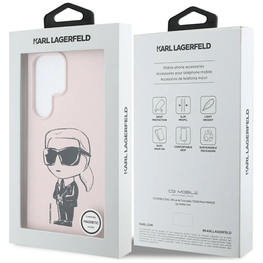 Karl Lagerfeld Silicone Graffiti Ikonik Printed Logo MagSafe Case for Samsung Galaxy S25 Ultra - Pinkeng