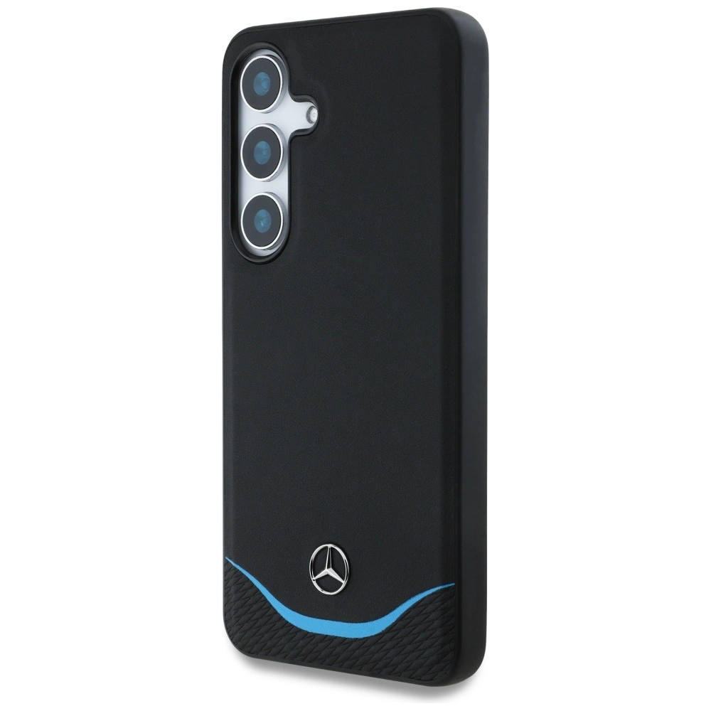 Mercedes Leather Contrasted Blue Horizontal Curve MagSafe Case for Samsung Galaxy S25 - Blackeng
