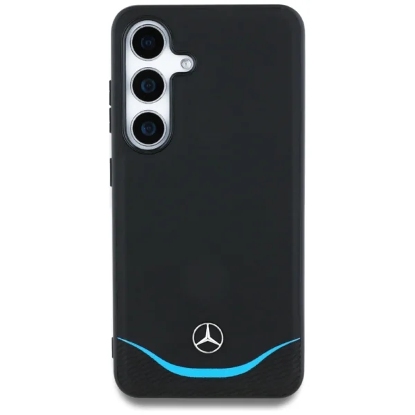 Mercedes Leather Contrasted Blue Horizontal Curve MagSafe Case for Samsung Galaxy S25 - Blackeng