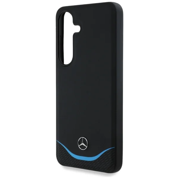 Mercedes Leather Contrasted Blue Horizontal Curve MagSafe Case for Samsung Galaxy S25 - Blackeng