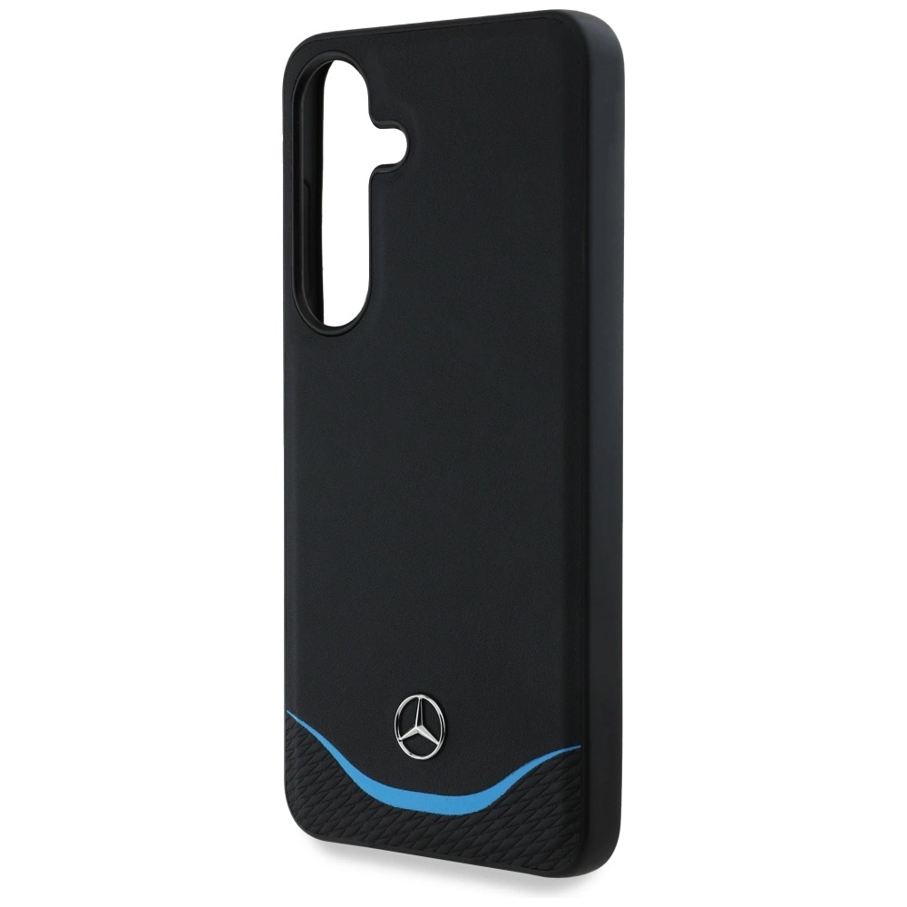 Mercedes Leather Contrasted Blue Horizontal Curve MagSafe Case for Samsung Galaxy S25 - Blackeng