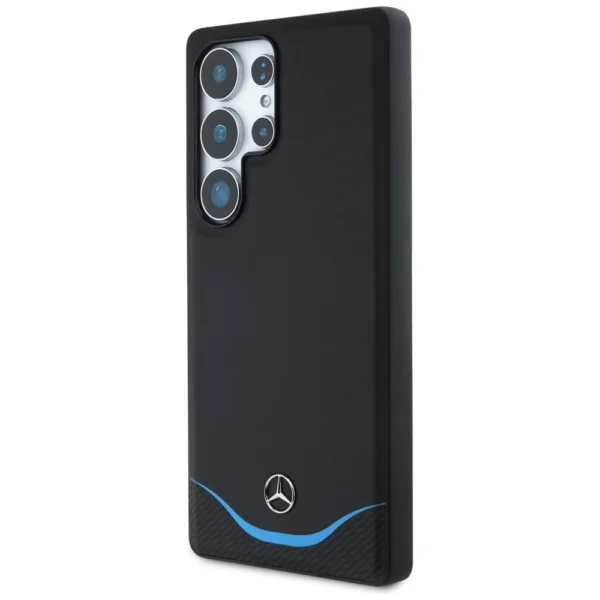 Mercedes Leather Contrasted Blue Horizontal Curve MagSafe Case for Samsung Galaxy S25 Ultra - Blackeng