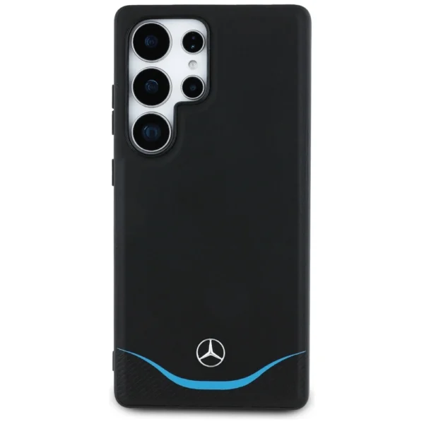 Mercedes Leather Contrasted Blue Horizontal Curve MagSafe Case for Samsung Galaxy S25 Ultra - Blackeng