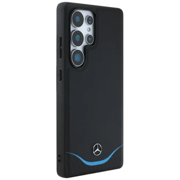Mercedes Leather Contrasted Blue Horizontal Curve MagSafe Case for Samsung Galaxy S25 Ultra - Blackeng