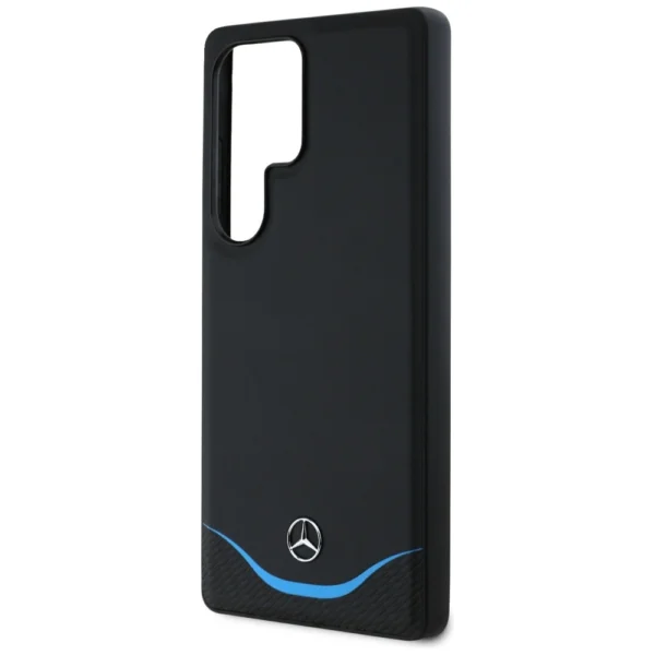 Mercedes Leather Contrasted Blue Horizontal Curve MagSafe Case for Samsung Galaxy S25 Ultra - Blackeng
