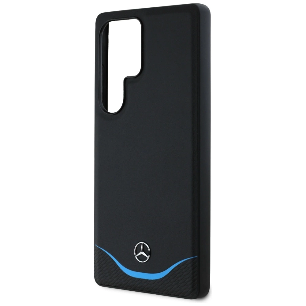 Mercedes Leather Contrasted Blue Horizontal Curve MagSafe Case for Samsung Galaxy S25 Ultra - Blackeng