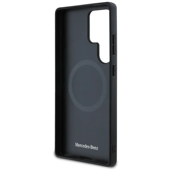 Mercedes Leather Contrasted Blue Horizontal Curve MagSafe Case for Samsung Galaxy S25 Ultra - Blackeng