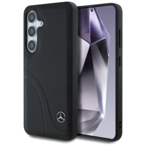 Mercedes Leather Curved Stitches Case for Samsung Galaxy S25 - Blackeng