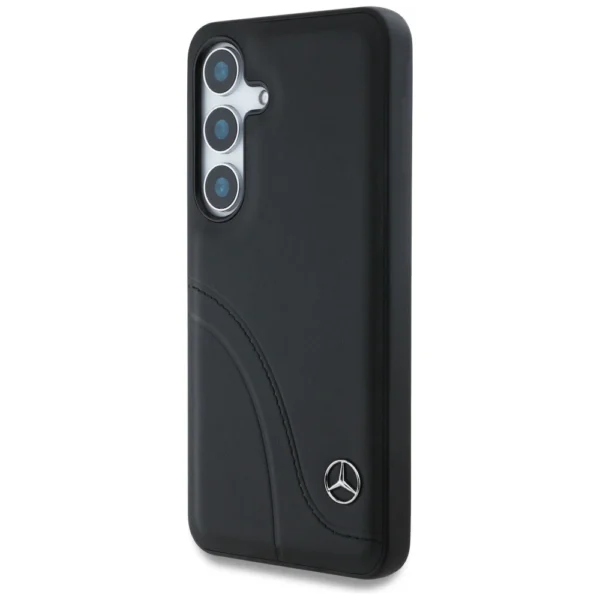 Mercedes Leather Curved Stitches Case for Samsung Galaxy S25 - Blackeng
