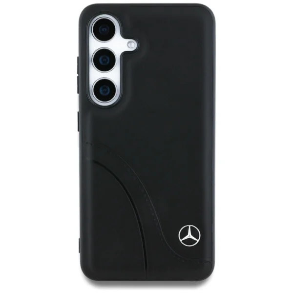 Mercedes Leather Curved Stitches Case for Samsung Galaxy S25 - Blackeng