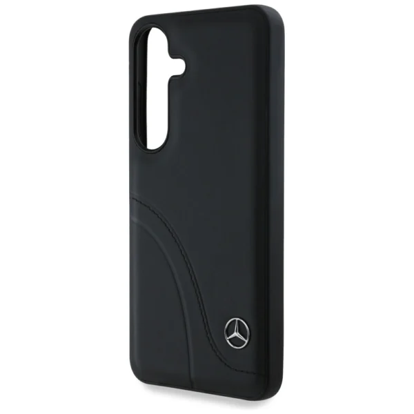 Mercedes Leather Curved Stitches Case for Samsung Galaxy S25 - Blackeng