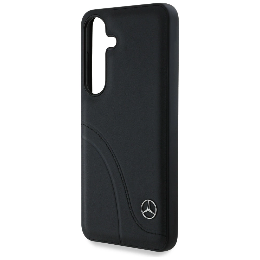 Mercedes Leather Curved Stitches Case for Samsung Galaxy S25 - Blackeng