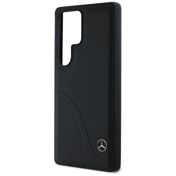 Mercedes Leather Curved Stitches Case for Samsung Galaxy S25 Ultra - Blackeng