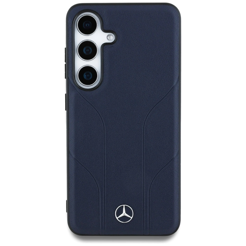 Mercedes Leather Debossed Lines MagSafe Case for Samsung Galaxy S25 - Blueeng