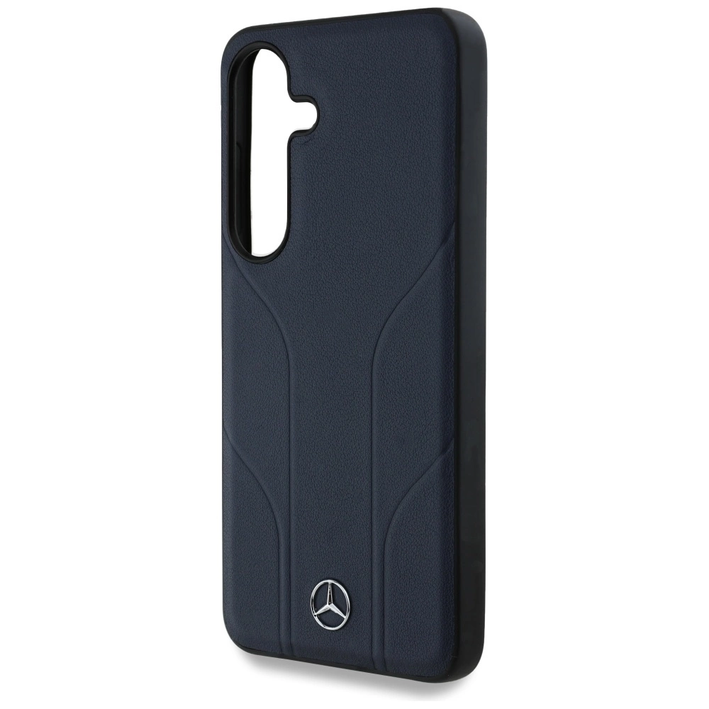 Mercedes Leather Debossed Lines MagSafe Case for Samsung Galaxy S25 - Blueeng