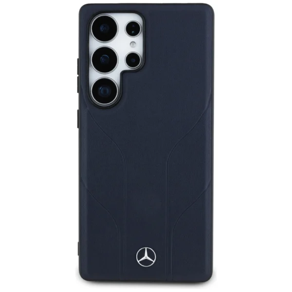 Mercedes Leather Debossed Lines MagSafe Case for Samsung Galaxy S25 Ultra - Blueeng