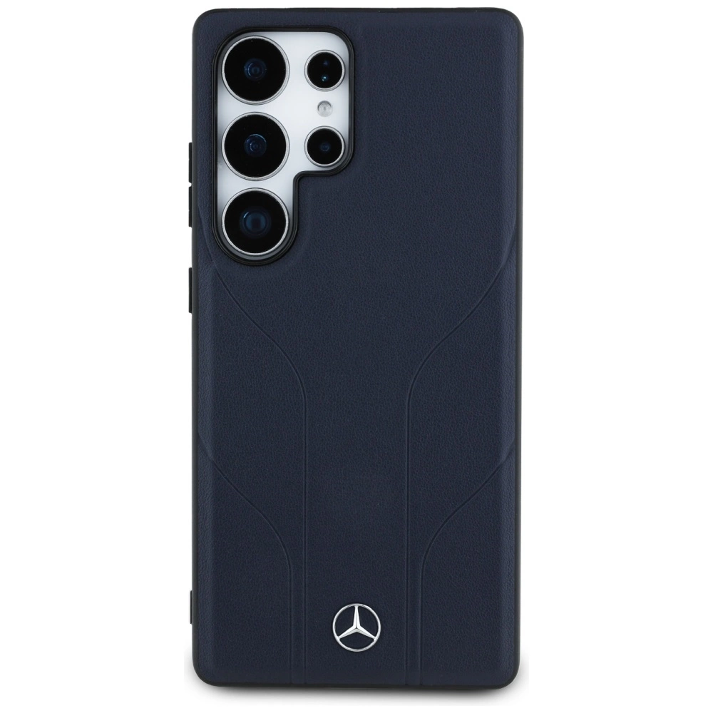 Mercedes Leather Debossed Lines MagSafe Case for Samsung Galaxy S25 Ultra - Blueeng