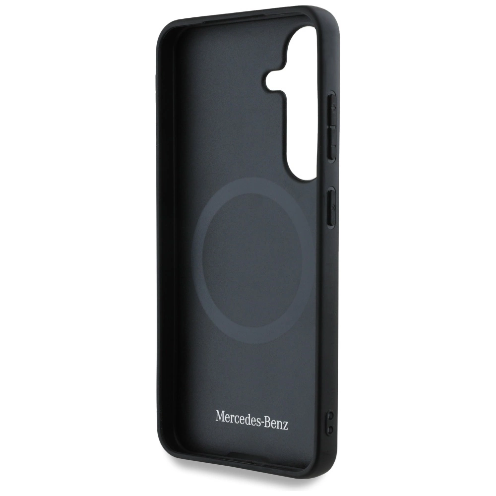 Mercedes Leather Debossed Lines MagSafe case for Samsung Galaxy S25+ - blackeng