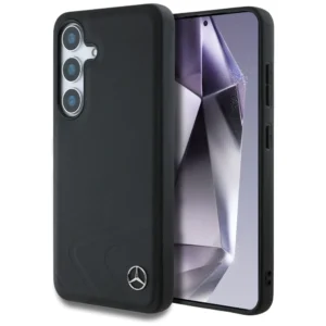 Mercedes Leather Horizontal Debossed Curves MagSafe Case for Samsung Galaxy S25 - Blackeng