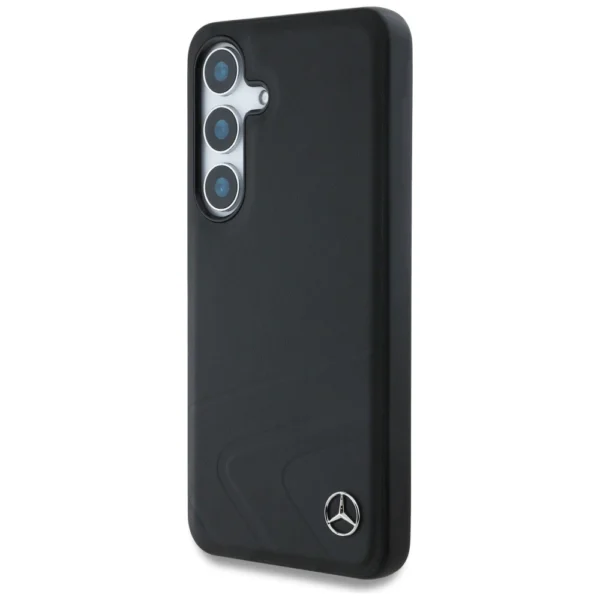 Mercedes Leather Horizontal Debossed Curves MagSafe Case for Samsung Galaxy S25 - Blackeng